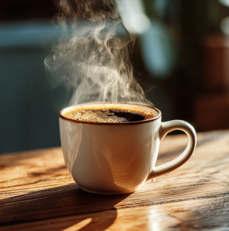 freshly brewed coffee being poured with smooth crema, illustrating balanced flavor and no bitterness
