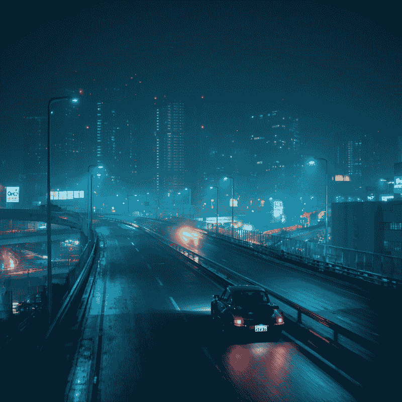 Porsche Turbo racing on Tokyo Shuto Expressway at night, Mid Night Club history atmosphere.