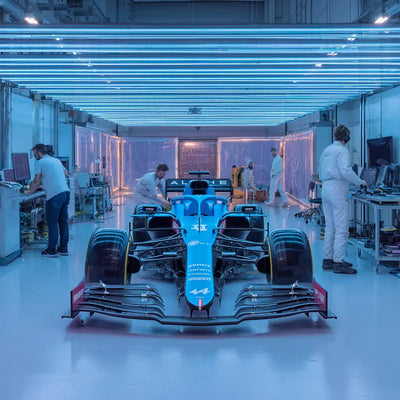 Alpine 2026 Formula 1 car being analyzed inside the team factory. 