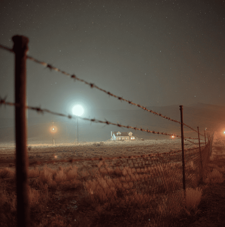 Skinwalker Ranch Utah night scene with glowing orb, desert landscape, and ranch fence — mysterious documented sightings at a famous paranormal hotspot