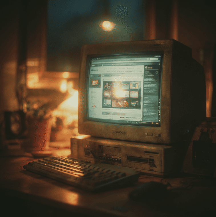 A 1990s computer showing the AltaVista homepage, representing the rise and collapse of the pioneering search engine before Google.
