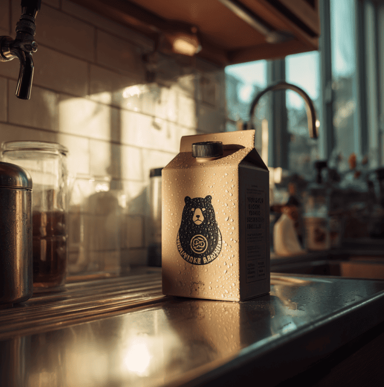 A boxed cold brew container with a fridge tap dispenser, representing the rise of Wandering Bear’s innovative coffee format.