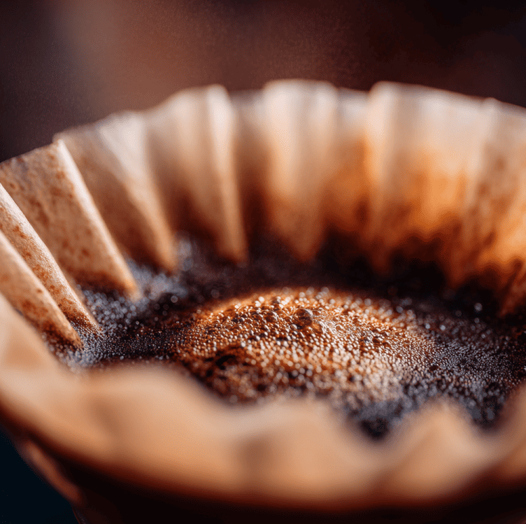 Close-up of coffee brewing with visible bloom, illustrating acid-forward extraction that can cause sour flavors.