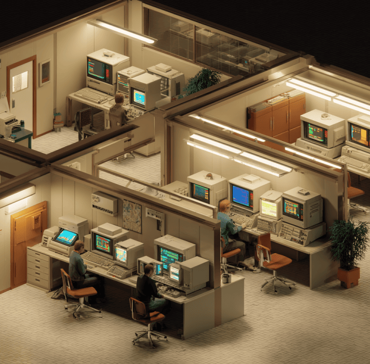 A Compaq office representation during the startup period