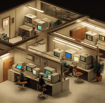 A Compaq office representation during the startup period