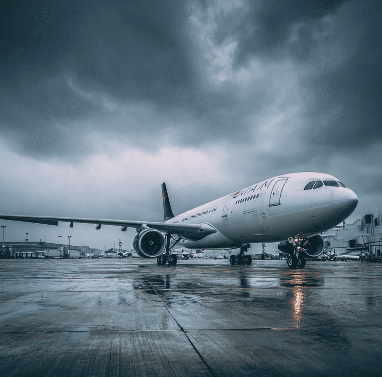 A LATAM Airlines aircraft sitting idle on a quiet tarmac, representing the bankruptcy and crisis facing South America’s largest carrier.