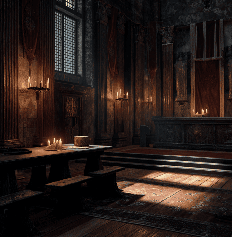 Medieval papal courtroom