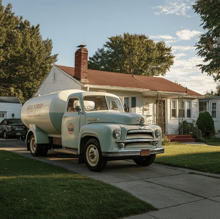 Vintage Sealtest Dairy delivery truck in a 1950s suburban neighborhood, representing the vanished umbrella brand.