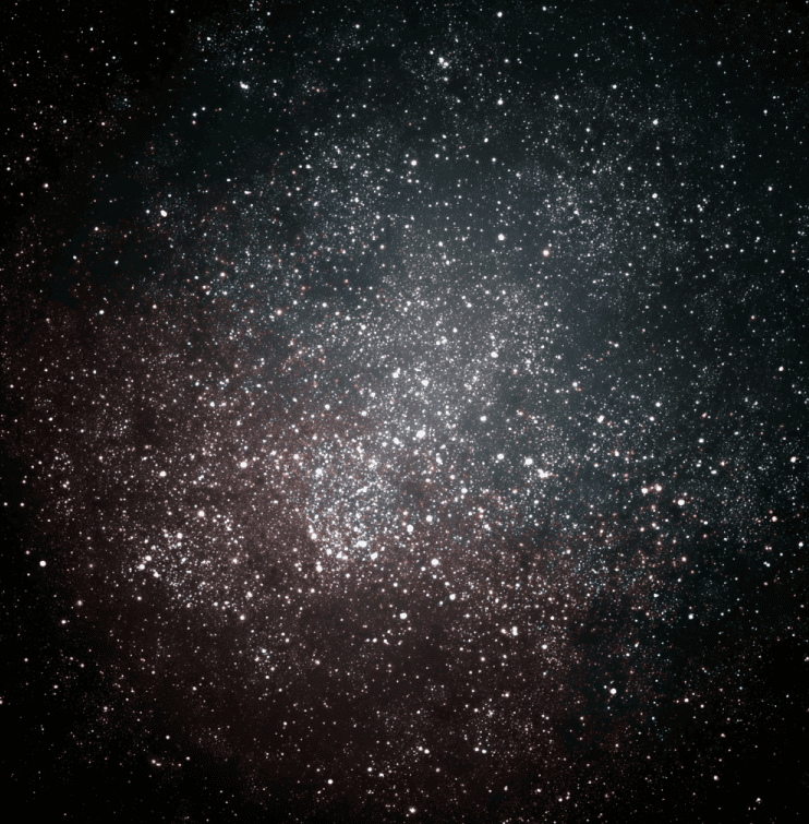 Galaxy clusters drifting toward an unseen mass, illustrating the Dark Cluster anomaly moving against cosmic expansion.