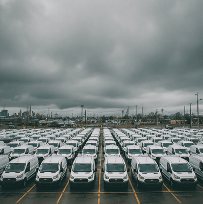 Rows of identical fleet-spec vehicles illustrating how standardized fleet cars dominate American roads.
