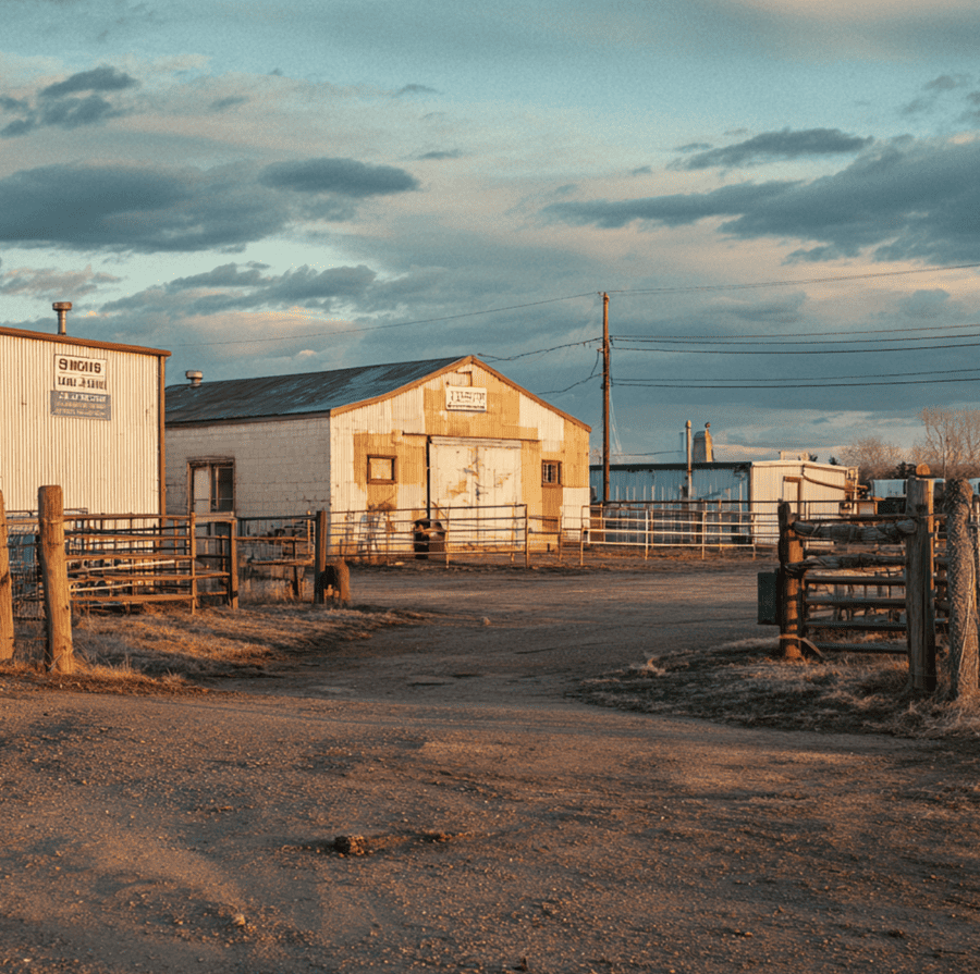 Abandoned rural slaughterhouse representing the decline of independent meat lockers in America.v