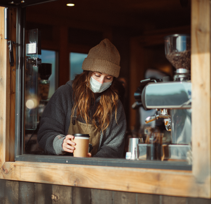 Wyoming coffee hut with barista at the window