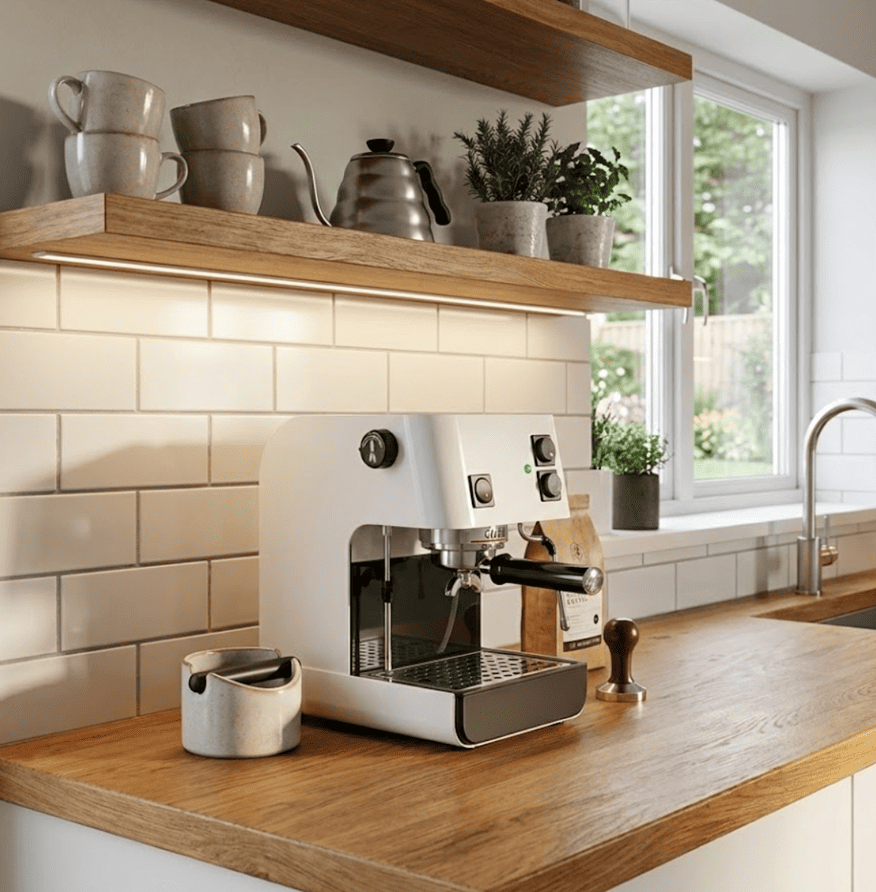 A stainless steel Starbucks Barista espresso machine on a countertop, symbolizing its reputation as a durable, cult favorite home espresso unit.