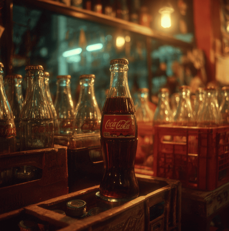 Glass bottle of Mexican Coca-Cola from the 1980s, symbolizing the rumored secret sweetener switch.