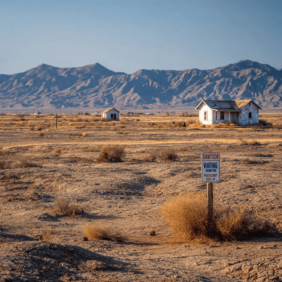 Groundwater monitoring well in Hinkley, California, symbolizing the chromium-6 contamination at the center of the Brockovich case.