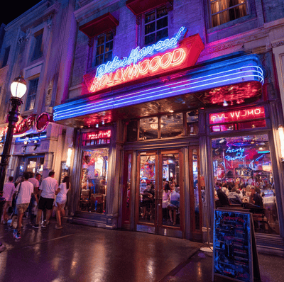 Themed restaurant exterior representing Planet Hollywood’s rise and collapse due to oversaturation and high costs