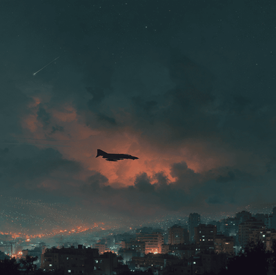 F-4 fighter jet approaching a luminous UFO during the documented 1976 Tehran aerial encounter.