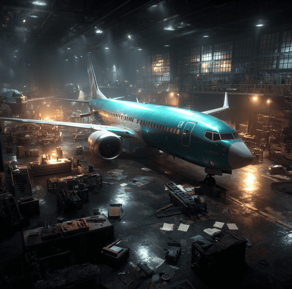 Boeing 737 Max in a hangar representing the company’s internal quality crisis