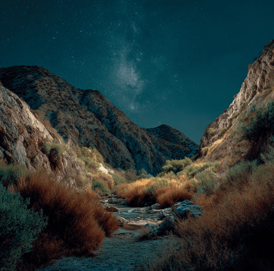 Multiple Fresno Canyon Crawler variants depicted moving through a desert canyon at night.