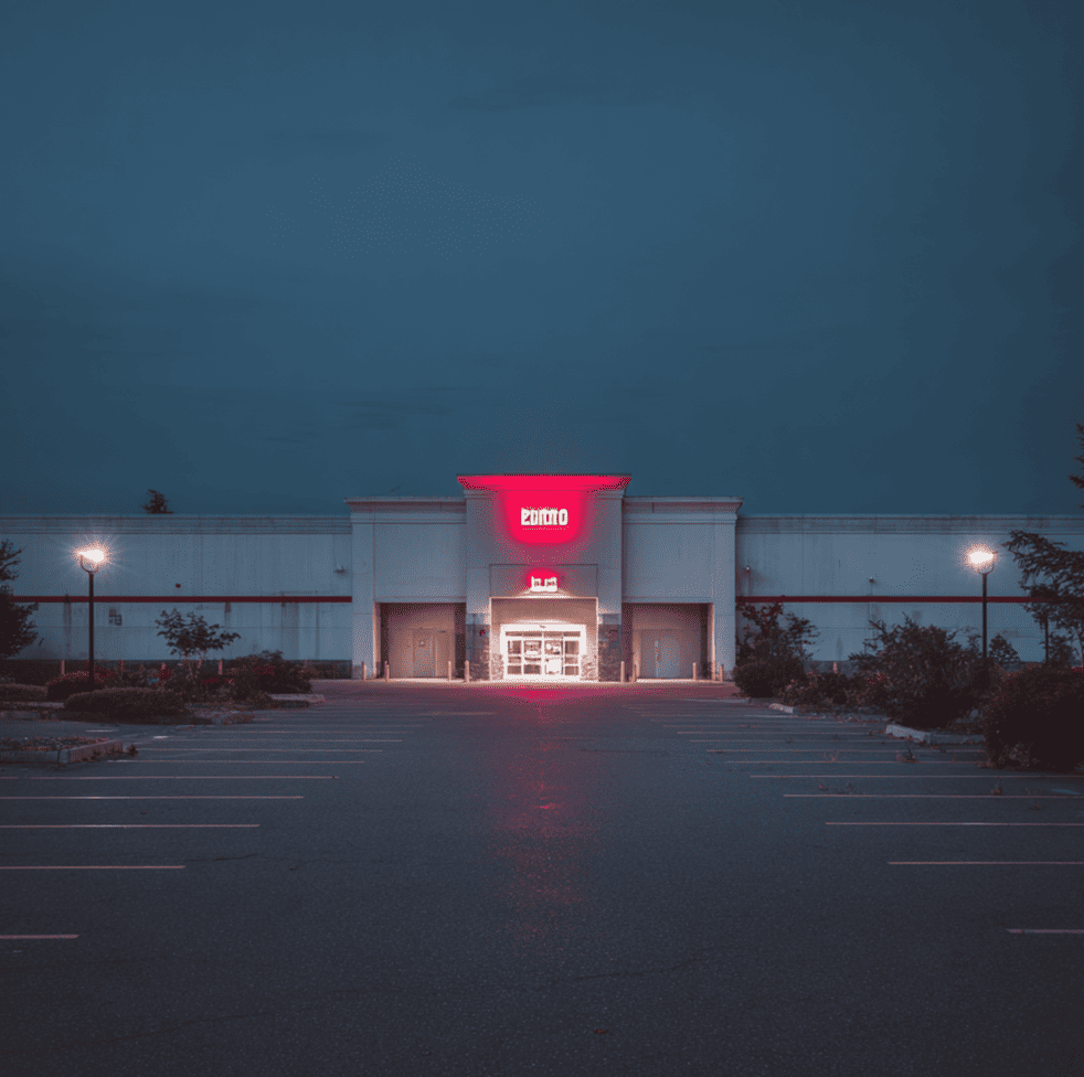 Empty electronics store facade representing Circuit City’s decline after firing its expert sales staff.