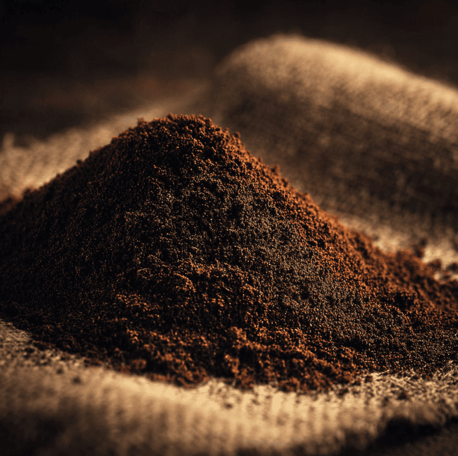 Fresh coffee grounds exposed to air with visible aromatic vapors, illustrating how oxygen quickly changes coffee aromatics.