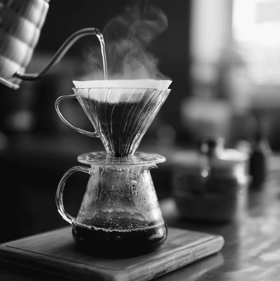 Pour-over coffee showing early acid-heavy extraction, illustrating what causes sour flavors.