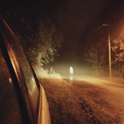 Car door showing mysterious fingerprints left after an encounter with Jamestown’s phantom hitchhiker.