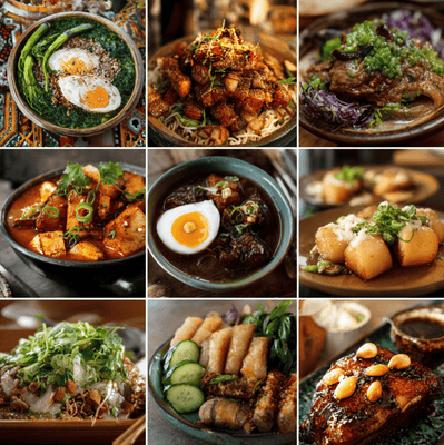 Assortment of micro-regional dishes from various valleys, coasts, and mountains, showing diverse culinary traditions within a single country.