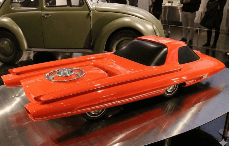 Ford Nucleon concept car with rear nuclear reactor module, symbolizing atomic-age automotive futurism