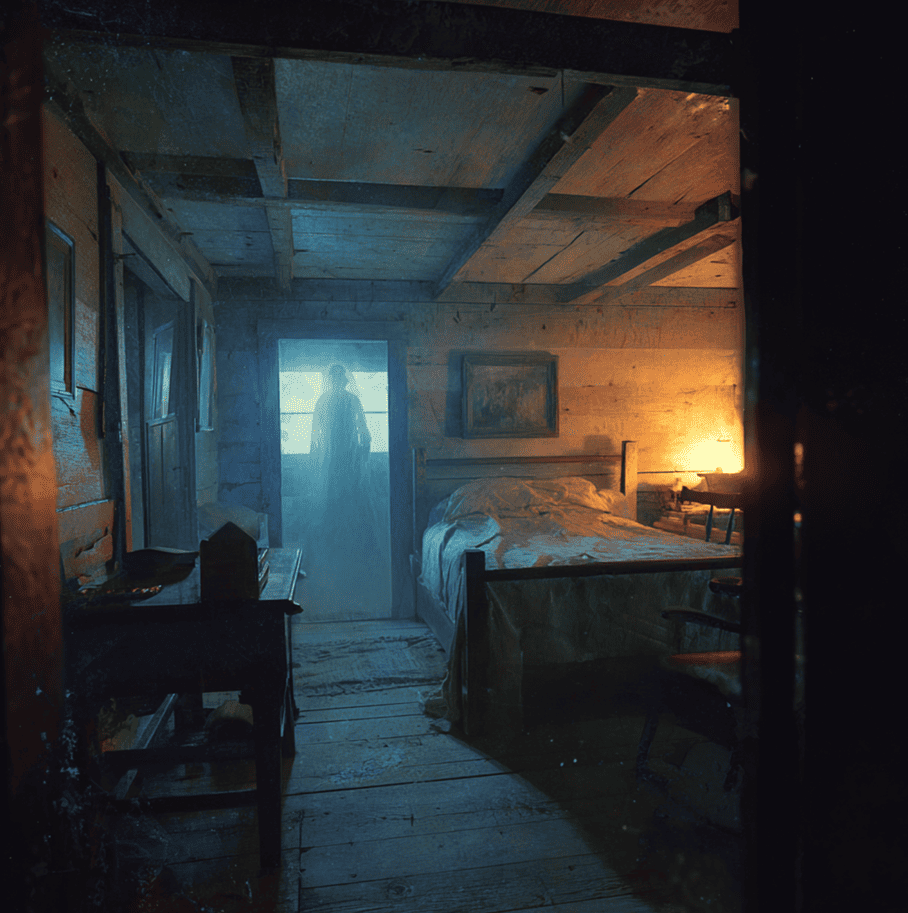 Depiction of the Greenbrier Ghost appearing to her mother, inspired by the 1897 West Virginia murder case