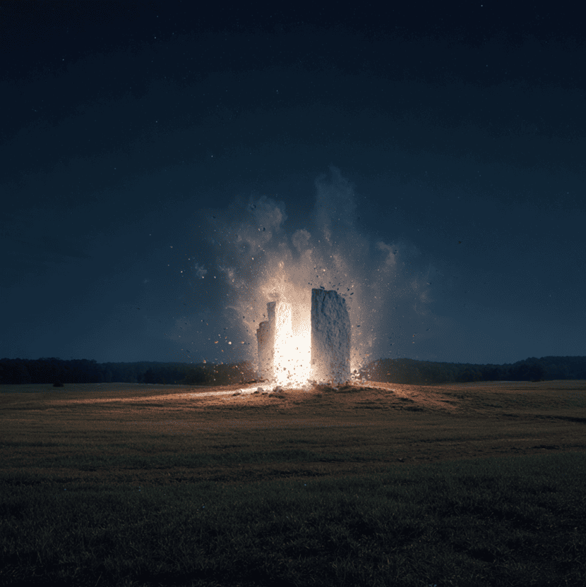 Georgia Guidestones explosion at night — destroyed granite monument mystery