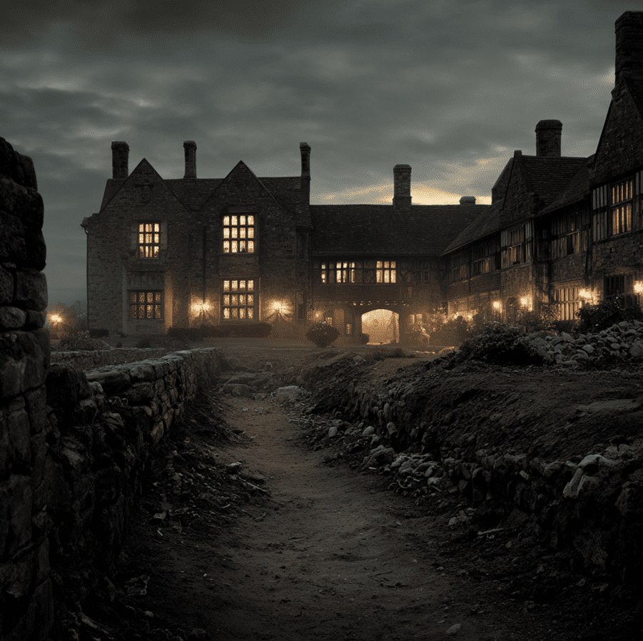 Hinton Ampner manor with ghostly corridor and excavation uncovering human remains — 1950s haunting case