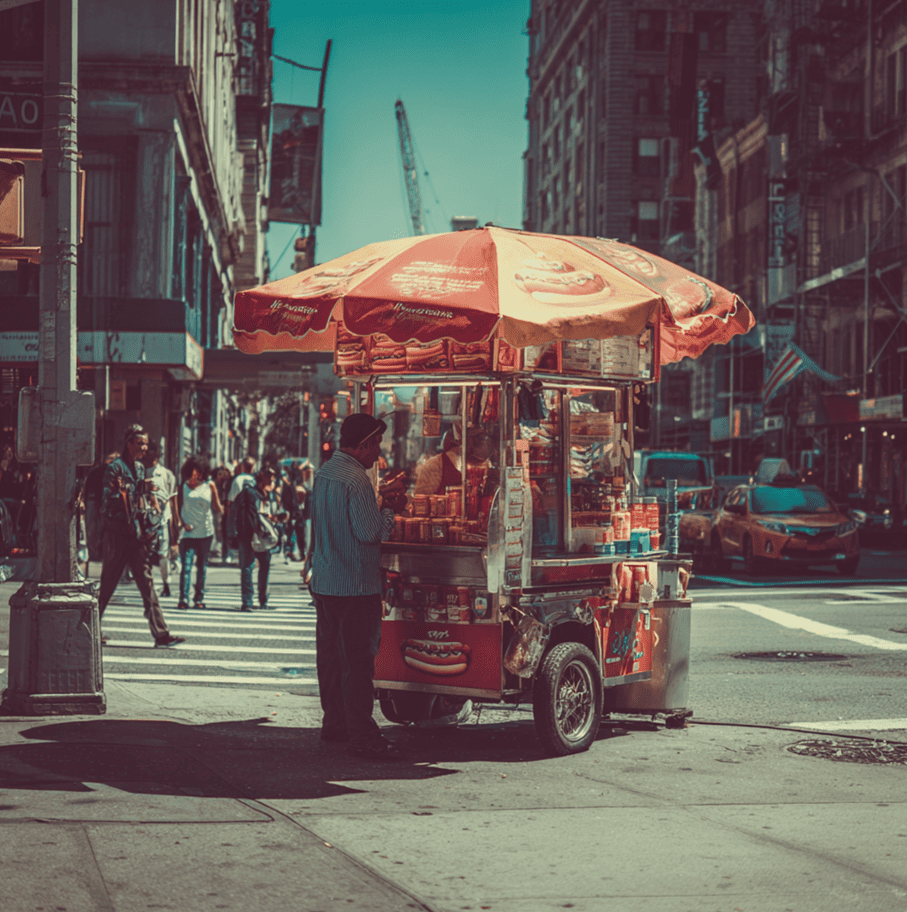 Hot Dog Water booth at Vancouver Wellness Expo — satirical wellness scam with bottled hot dog water