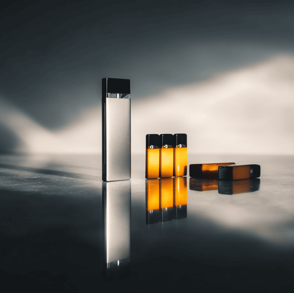 Juul vape device with pods, representing the rapid rise and collapse of the company