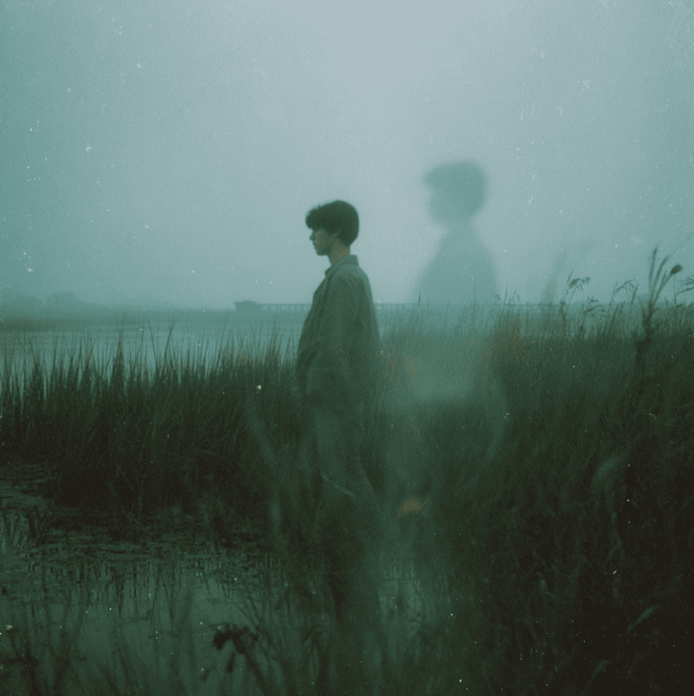 Solway Firth Spaceman figure appearing behind a child in the 1964 photograph.