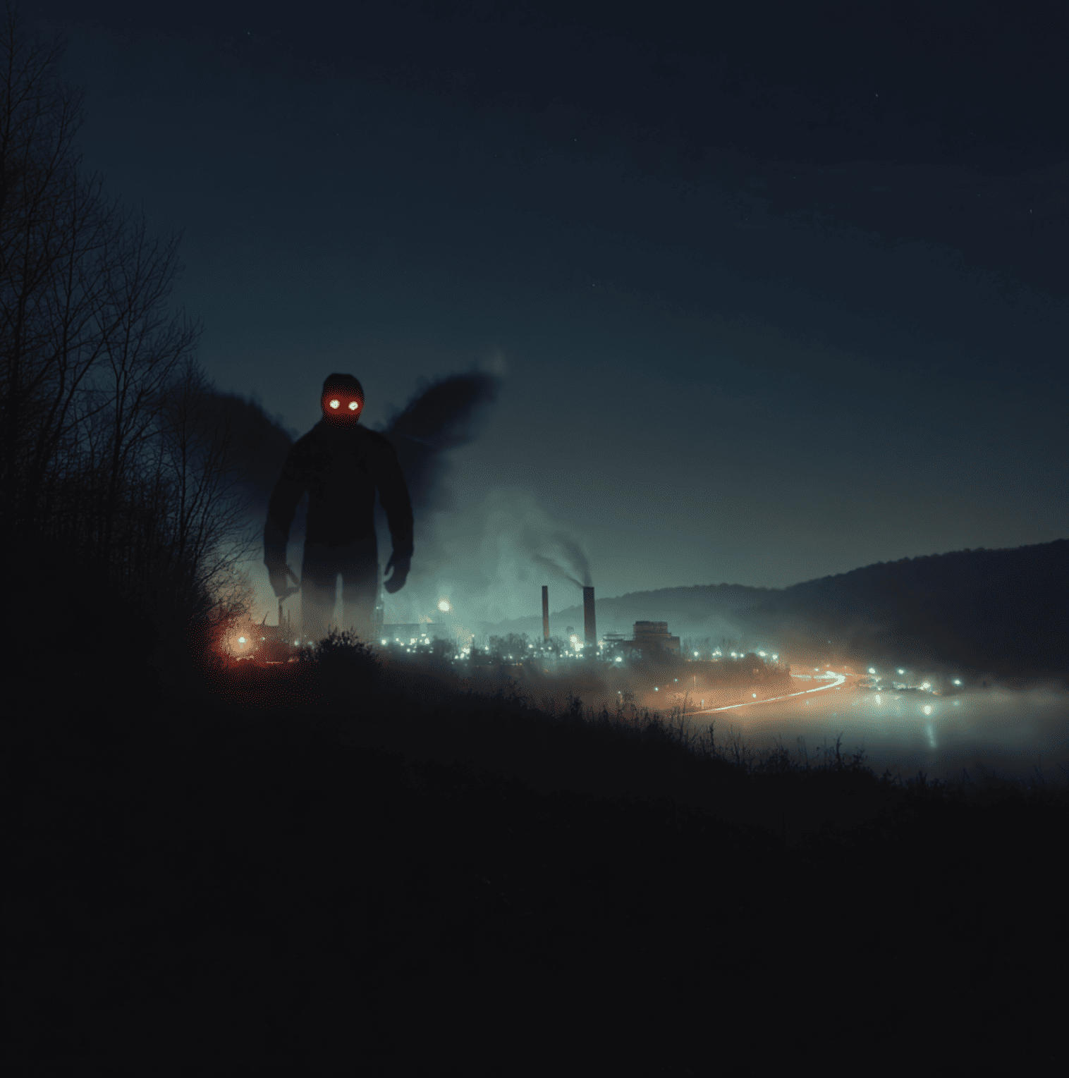 Mothman winged humanoid near TNT plant ruins in Point Pleasant — 1966–1967 sightings