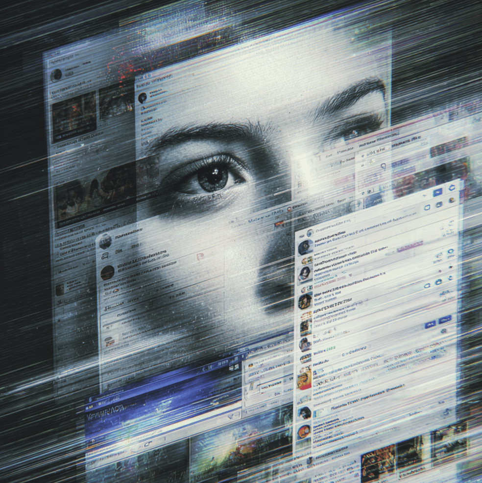 Faded Myspace profile graphic representing the collapse of the once-dominant social media platform