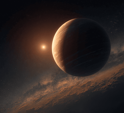 Illustration of an exoplanet candidate on an extreme retrograde orbit around its host star