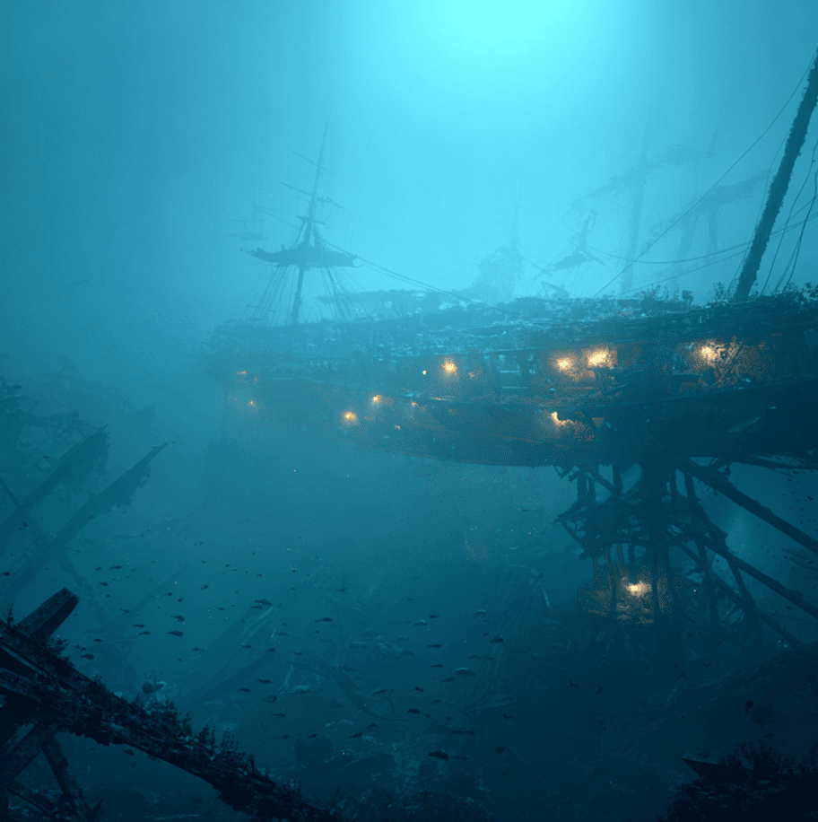 Deep-sea debris field showing shattered sections of the MV Derbyshire, illustrating the mystery behind the ship’s catastrophic sinking.