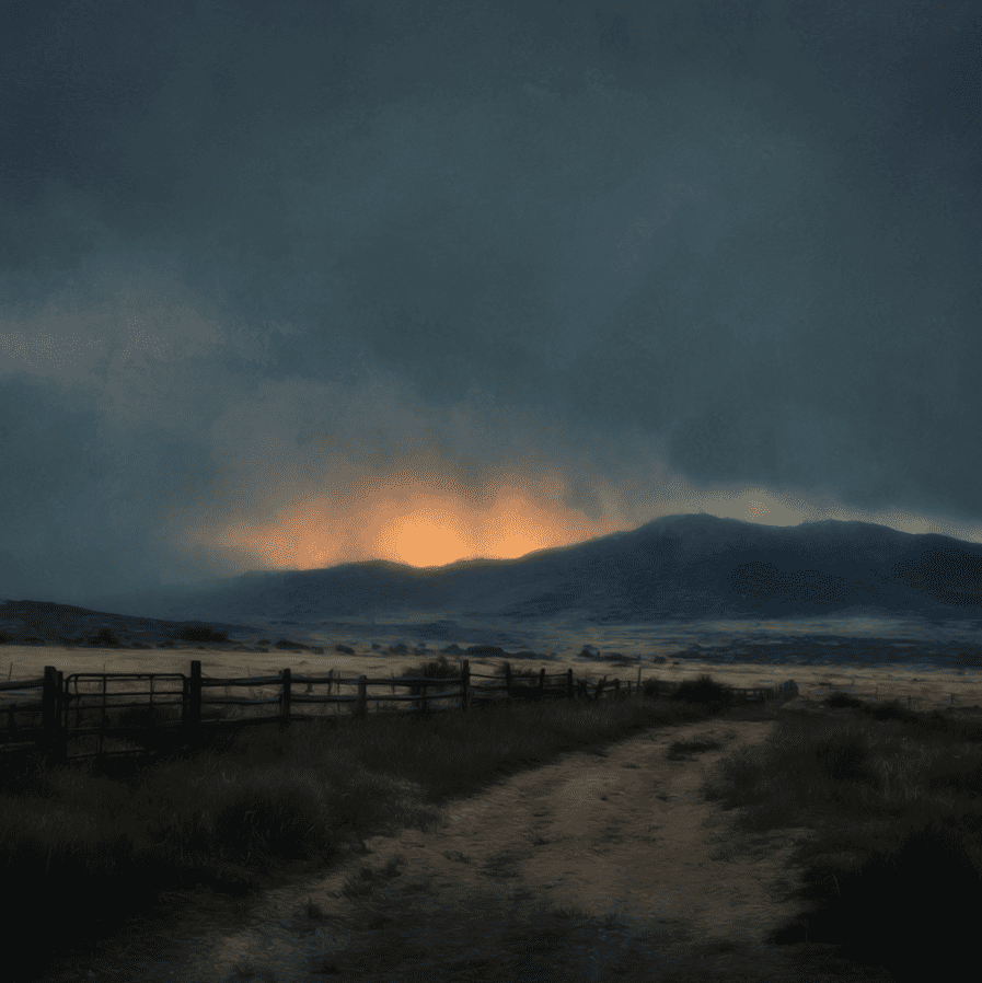 Historical view of the land that would become Skinwalker Ranch, showing the isolated Utah basin at dusk