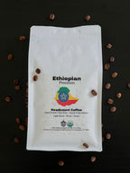 Headcount Coffee Ethiopian Premium light roast organic coffee bag from Texas roastery with floral and fruity notes.